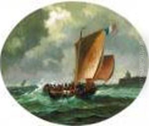 Approaching Land In Stormy Seas by Charles Euphrasie Kuwasseg