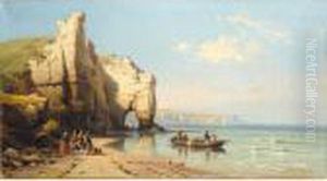 Pecheurs Sur La Cote Normande by Charles Euphrasie Kuwasseg