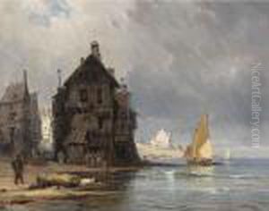 A Coastal Scene In Normandy by Charles Euphrasie Kuwasseg
