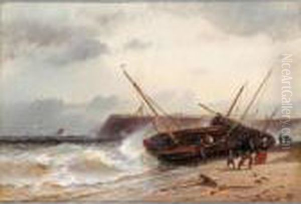 Beach Boats Threatened By Heavy Seas - view 1
