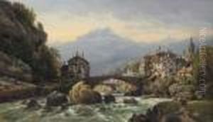 An Alpine Village by Charles Euphrasie Kuwasseg