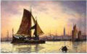 Antwerp Harbour by Charles Euphrasie Kuwasseg