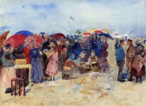 Treport Beach Aka A Very Sunny Day Treport by Maurice Brazil Prendergast