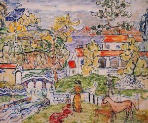 Figures And Donkeys Aka Fantasy With Horse by Maurice Brazil Prendergast