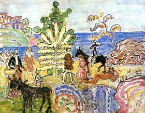 Fantasy Aka Fantasy With Flowers Animals And Houses by Maurice Brazil Prendergast