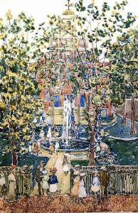 The West Church Aka Fountain At The West Church Boston by Maurice Brazil Prendergast