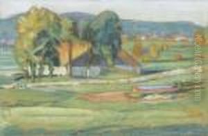 Sonnige Landschaft Mit Bauernhof