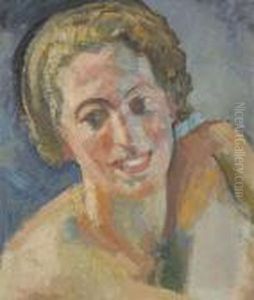 Head Of Woman (recto) And Village (verso). by Charles L'Eplattenier