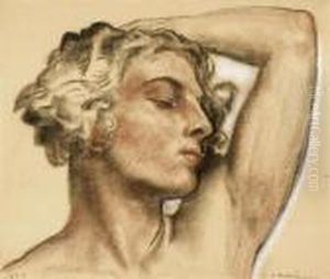 Head Of Woman With Raised Arm. 1933. by Charles L'Eplattenier