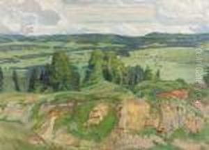Sommerliche Juralandschaft Mit Felsen. by Charles L'Eplattenier