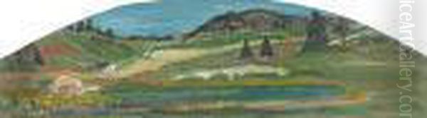 Juralandschaft Mit Kuhweide Und Kleinem See. - view 1