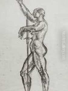 L'eplattenier Charles, Nu 
Feminin, Etude Au Fusain, Monogrammee Cl En Bas Agauche Et Datee 38, 
29,5 X 21 Cm
