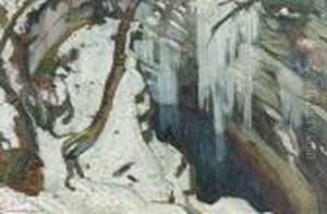 Vereiste Schlucht In Den Bergen. by Charles L'Eplattenier