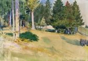 Sommerliche Landschaft Mit Waldstuck Im Jura. by Charles L'Eplattenier