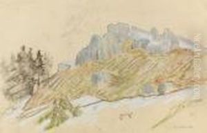 Felsige Juralandschaft. by Charles L'Eplattenier