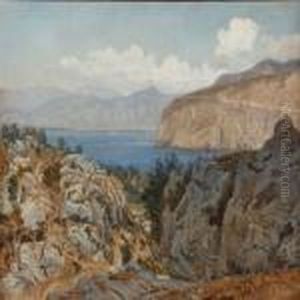 Costal Scene, Presumably From Capri Or Sorrento by Janus Andreas Bartholin La Cour
