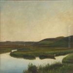 Landscape With A Boat On A River by Janus Andreas Bartholin La Cour