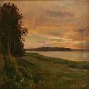 Landskab Med So.solnedgang