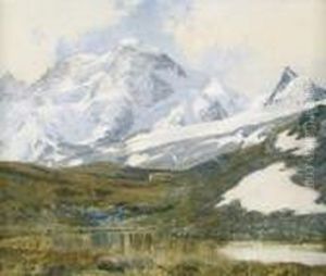 Schwarzsee Mit Kapelle Und Breithorn Oberhalb Von Zermatt.