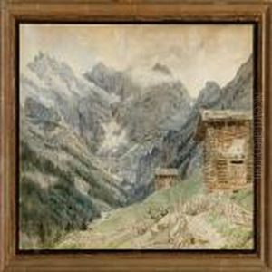 Swiss Mountain Landscape From Murren Sefinenthal by Janus Andreas Bartholin La Cour