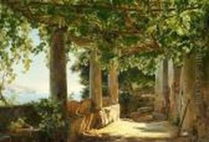 A Scenery From Capri With A View Of Punta Della Campanella by Janus Andreas Bartholin La Cour