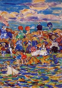 Beach Scene, St. Malo by Maurice Brazil Prendergast