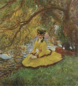 Amazone Assise Au Bord D'un Etang by Gaston de Latouche