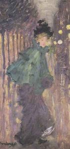 Lady on the Boulevard, AKA The Green Cape by Maurice Brazil Prendergast
