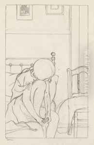 Toilettes: Le Cor Au Papier Peint Raye by Jean Emile Laboureur