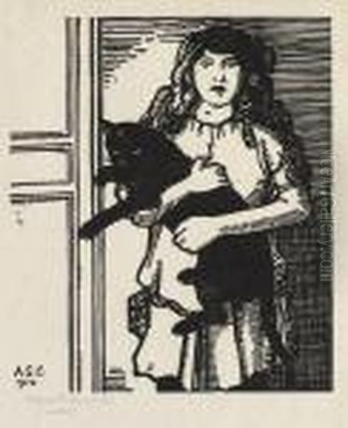 La Gosse Aux Cheveux Rouges (petite Fille Au Chat Noir) - view 1