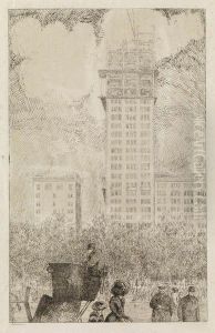 Skyscraper En Construction, New York by Jean Emile Laboureur