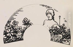 Eventail A La Marchande De Fleurs by Jean Emile Laboureur