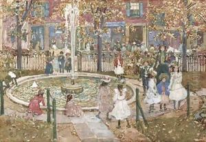 Courtyard, West End Library, Boston by Maurice Brazil Prendergast