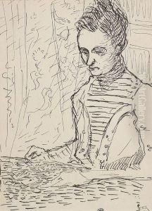 Jeanne Faisant Une Reussite. 1897. by Jean Emile Laboureur