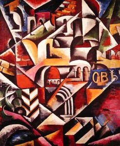 Cubist cityscape, 1914 by Lyubov Popova