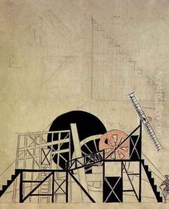 Stage set design for the play 'The Magnanimous Cuckold' by Lyubov Popova