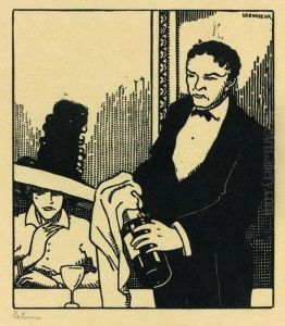 La Bouteille De Champagne by Jean Emile Laboureur