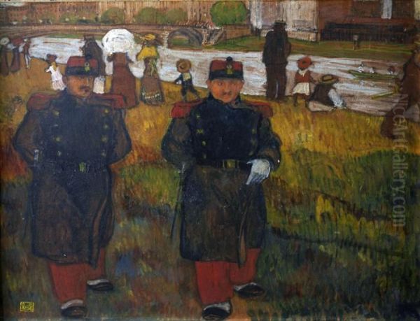 Le Dimanche Au Bord De L'eau Ou Les Deux Soldats - view 1