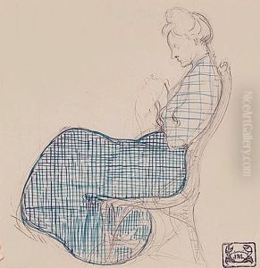 Jeanne Laboureur Cousant by Jean Emile Laboureur