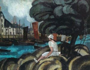 Femme Assise Devant Un Pont
