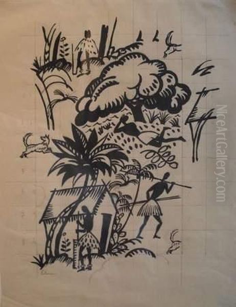 Etude Pour Papier Peint, Indigene - view 1