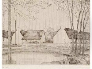 Le Village Sous La Pluie. 1932. by Jean Emile Laboureur