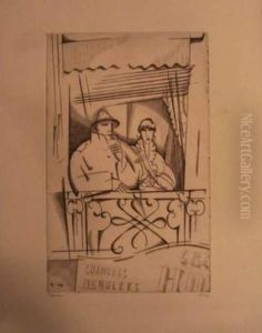 Au Balcon. 1917-1919. by Jean Emile Laboureur