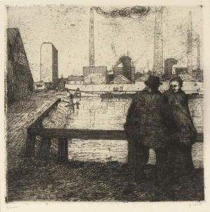 Le Bord Du Vieux Canal, Nantes (laboureur 81) by Jean Emile Laboureur