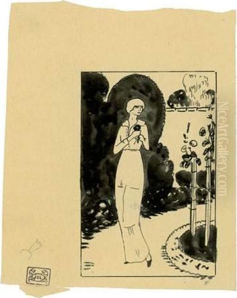 Jeune Femme A La Rose. Vers 1920 - view 1