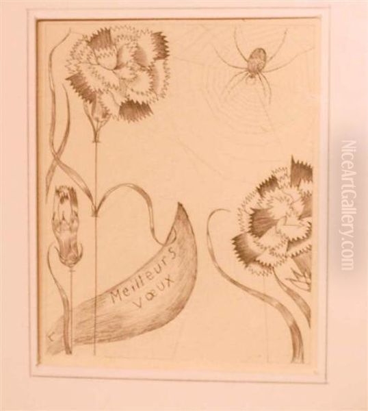 Oeillets Et Toile D'araignee (carte De Voeux) - view 1