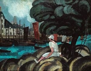 Femme Assise Devant Le Port