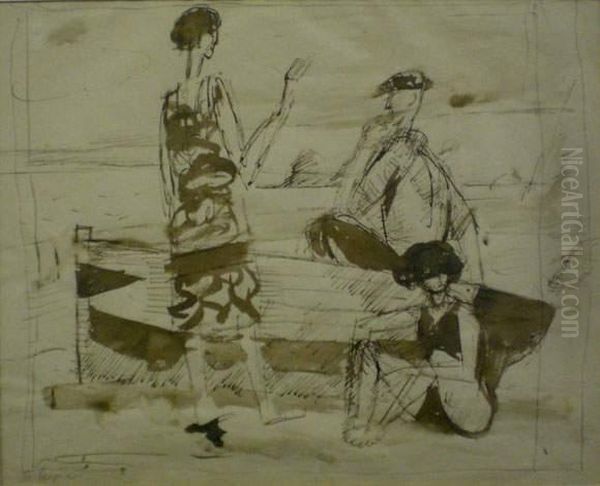 Baigneuse Et Marin, Ou La Barque, Circa 1930 - view 1
