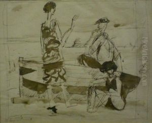 Baigneuse Et Marin, Ou La Barque, Circa 1930 by Jean Emile Laboureur