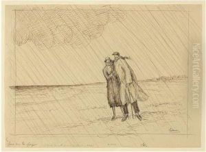 La Pluie Sur La Plage / Beach In
 The Rain (le Croisic). 1924. Etude Pour L'eau-forte (l. 281)